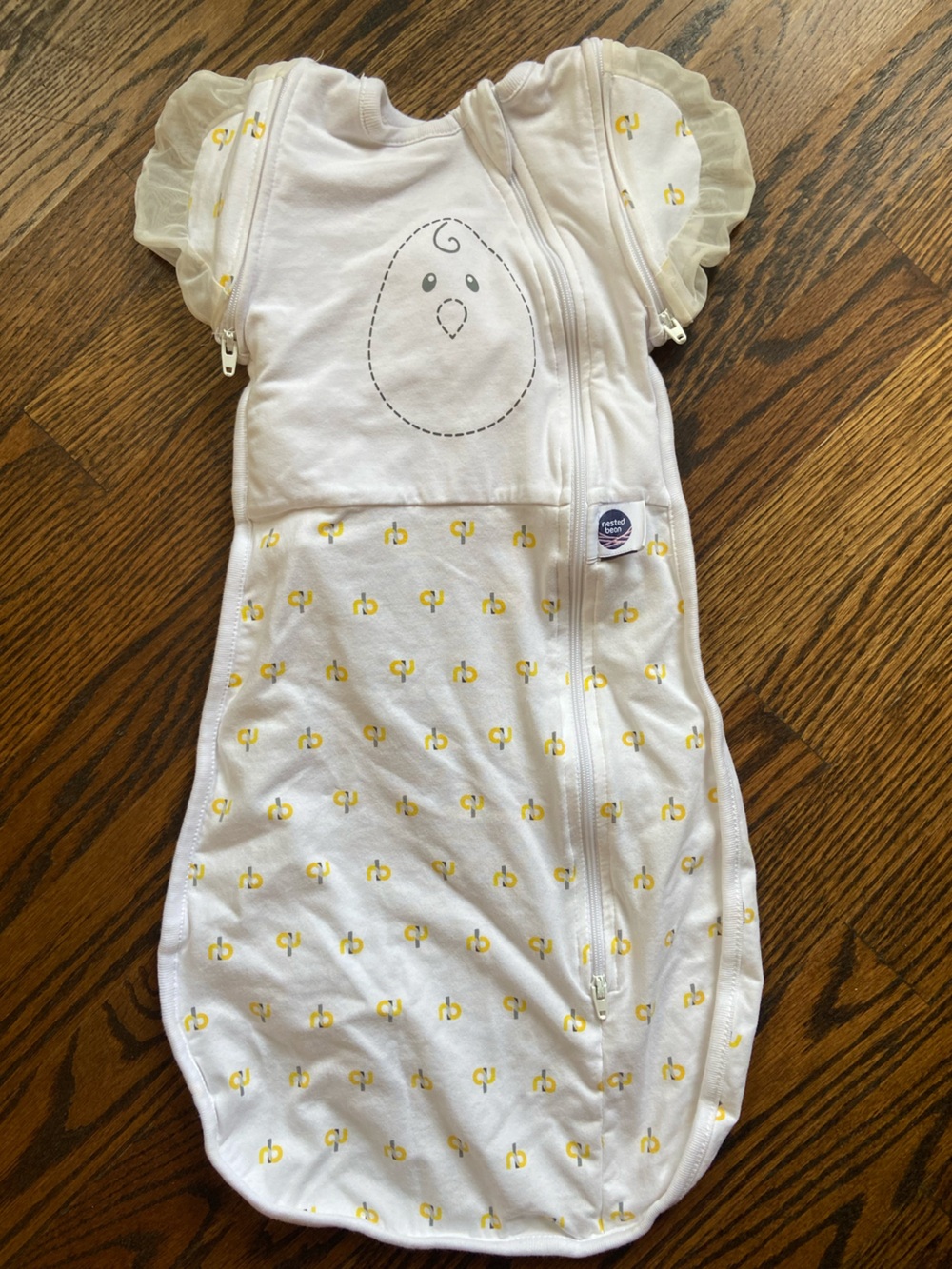 Nested Bean White Sleep Sack size3-6months